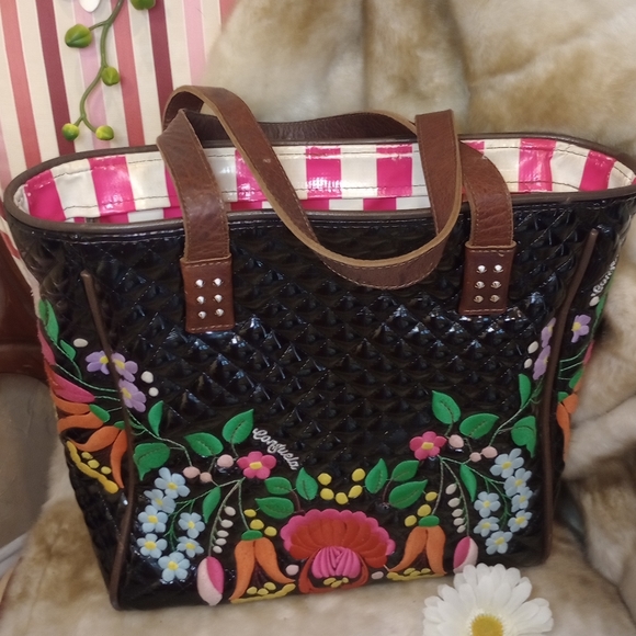 Consuela Bags Consuela Classic Tote Purse Embroidery On Black